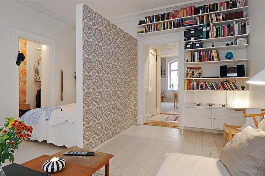 Зонирование пространства спальни: 115 фото вариантов оптимальных пропорций (обои, перегородки, цвета)