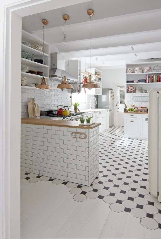 Дизайн плитки на кухне +56 фото оформления пола