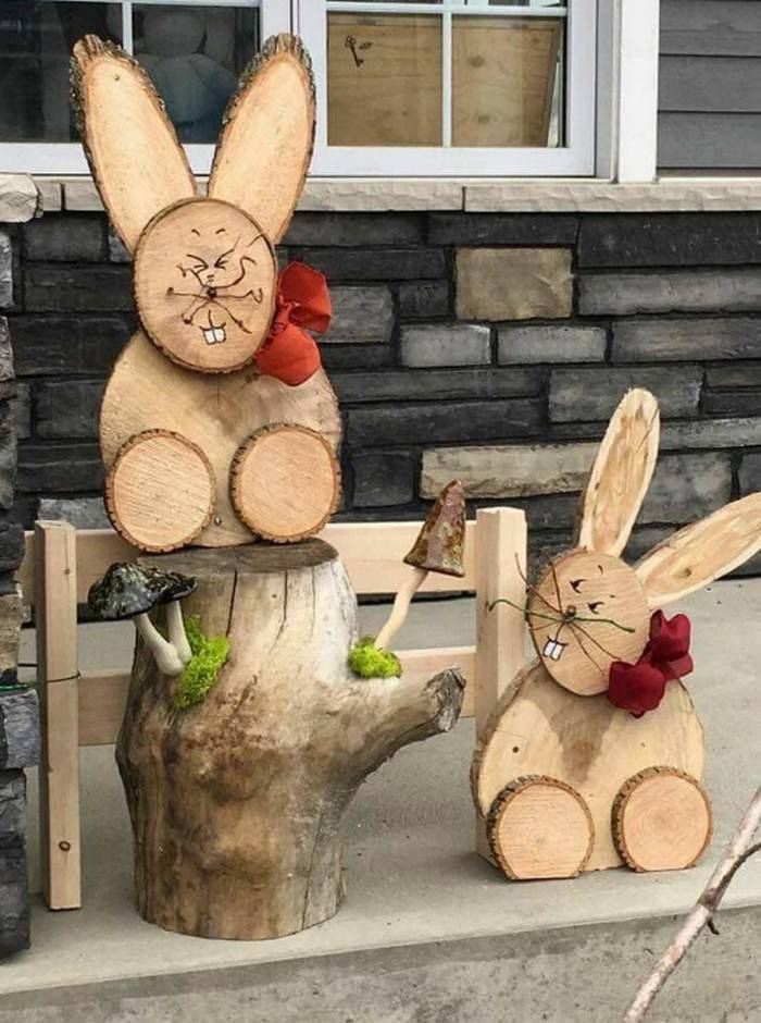 Фигуры из дерева и цемента для сада в ландшафтном дизайне, как из мягкой игрушки сделать садовую скульптуру
 - 32 фото