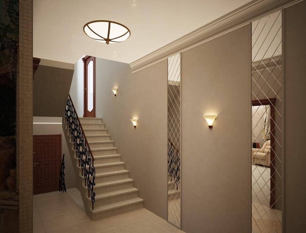 Дизайн прихожей с лестницей в частном доме (53 фото): отделка коридора с лестницей на второй этаж и другие нюансы