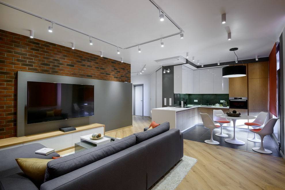Интерьер кухни-гостиной (65 фото): дизайн совмещенных столовой и зала в квартире, красивые обои в соединенных комнатах в коттедже
