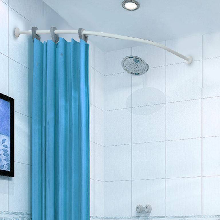 Карниз для ванной: г-образные штанги для шторы, телескопические палки для шторки и гибкие держатели, выбираем крепление для занавески для овальной ванны