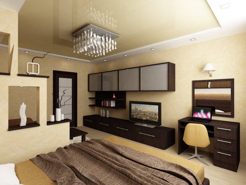 Гостиная-спальня 18 квадратов дизайн фото: интерьер комнаты зала, планировка и проект, совмещение с гардеробной