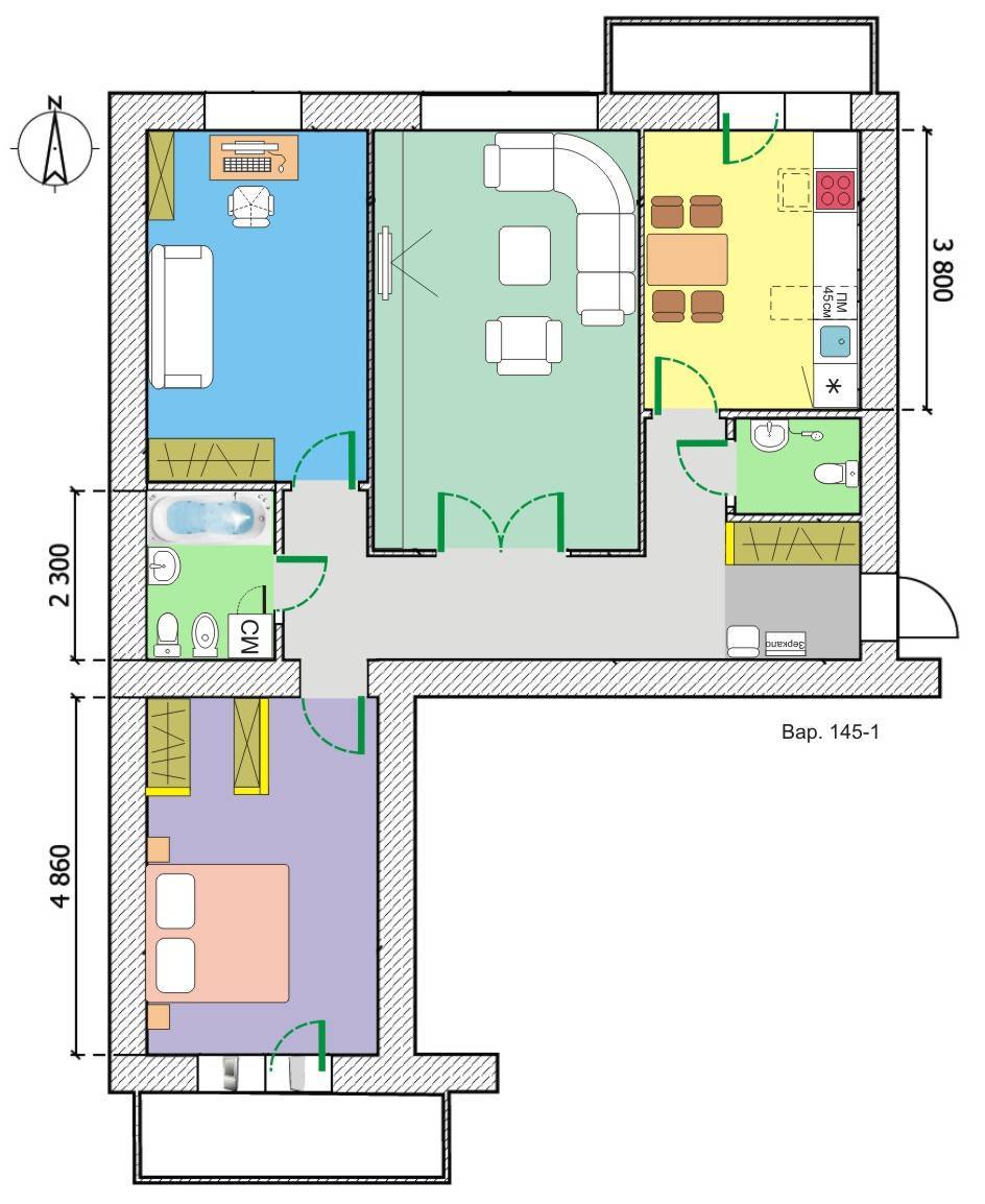 Варианты перепланировки двухкомнатной квартиры хрущевки интерьер и дизайн