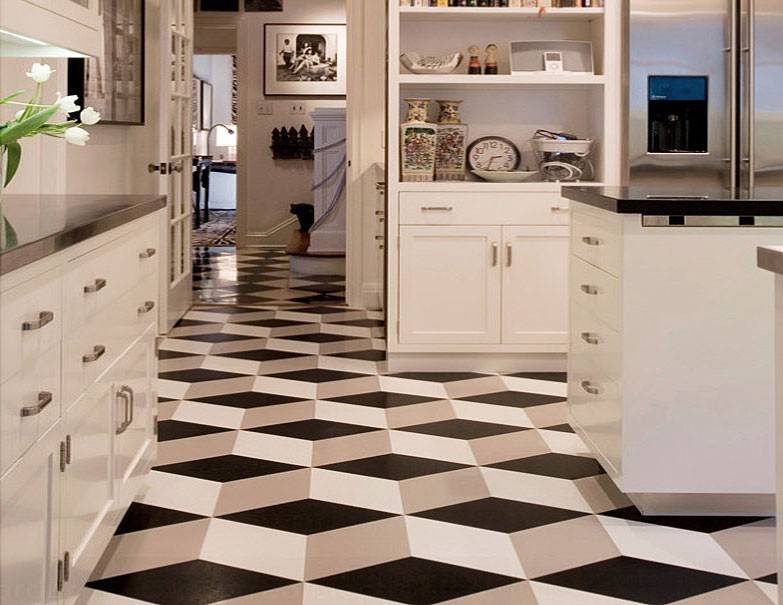 Дизайн плитки на кухне - интерьер с кафелем на полу +56 фото