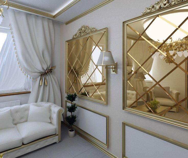 Зеркала в интерьере, в том числе плитка, размещение в гостиной для расширения пространства, правила фен-шуй и прочее + фото