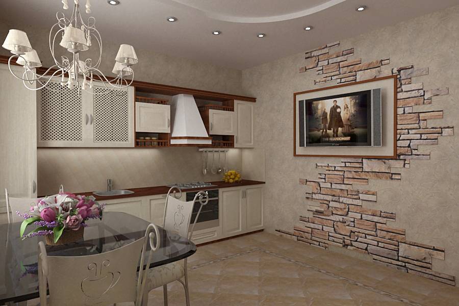 Декоративный камень на стену кухни: выбор, дизайн, укладка
