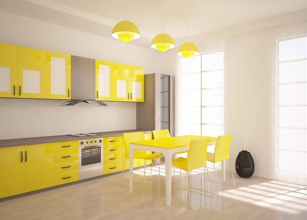 Желтый цвет в интерьере кухни – идеи дизайна (100 фото)