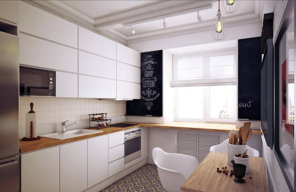 Оформление дизайна кухни 12 кв. м с балконом