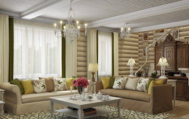 Гостиная в деревянном доме: простые и оригинальные варианты дизайна интерьера