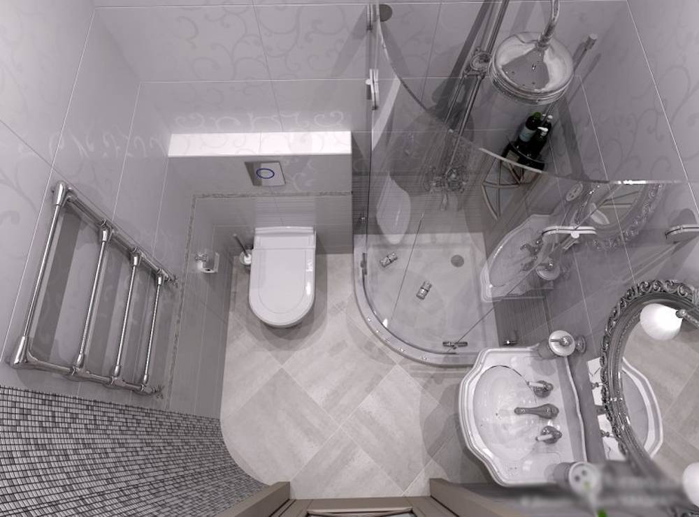 Дизайн ванной комнаты, совмещенной с туалетом 3 кв. м