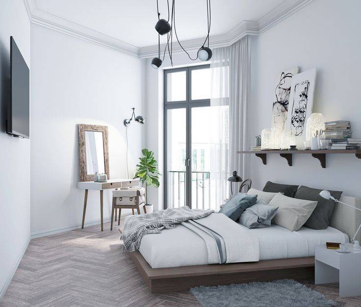 Спальня в скандинавском стиле (72 фото): дизайн интерьера маленькой спальни