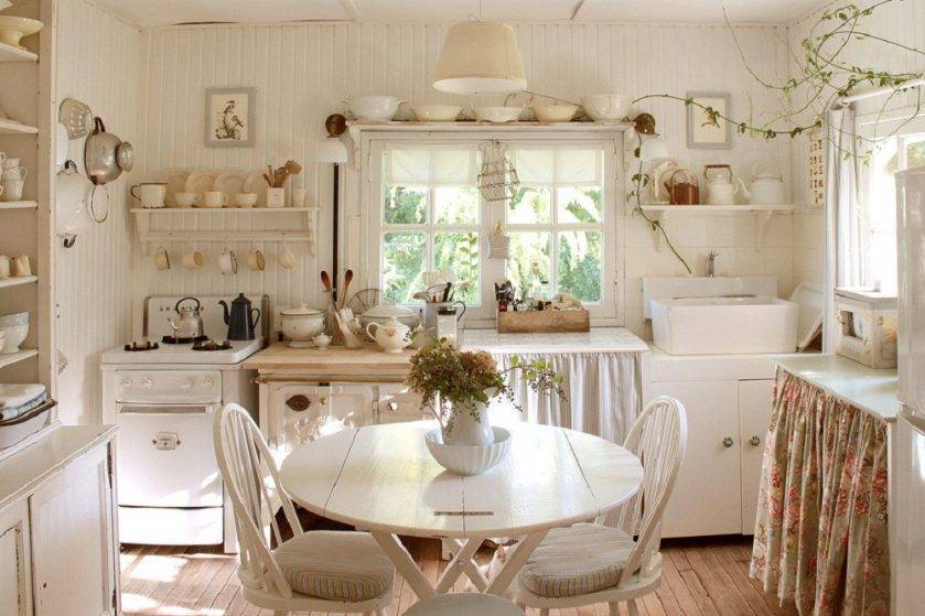 Зеленые стены на кухне (65 фото): интерьер в стиле прованс в белых и светло-бежевых тонах