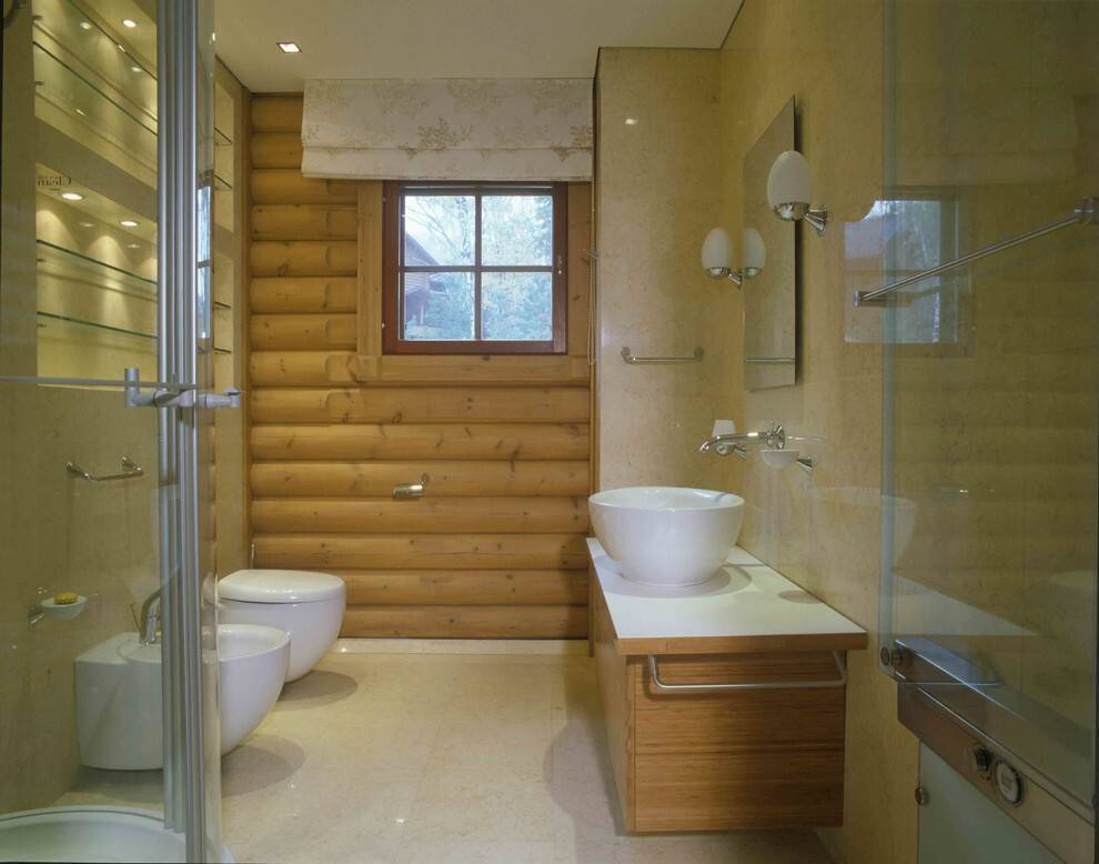 Деревянный дом: отделка и дизайн ванной комнаты