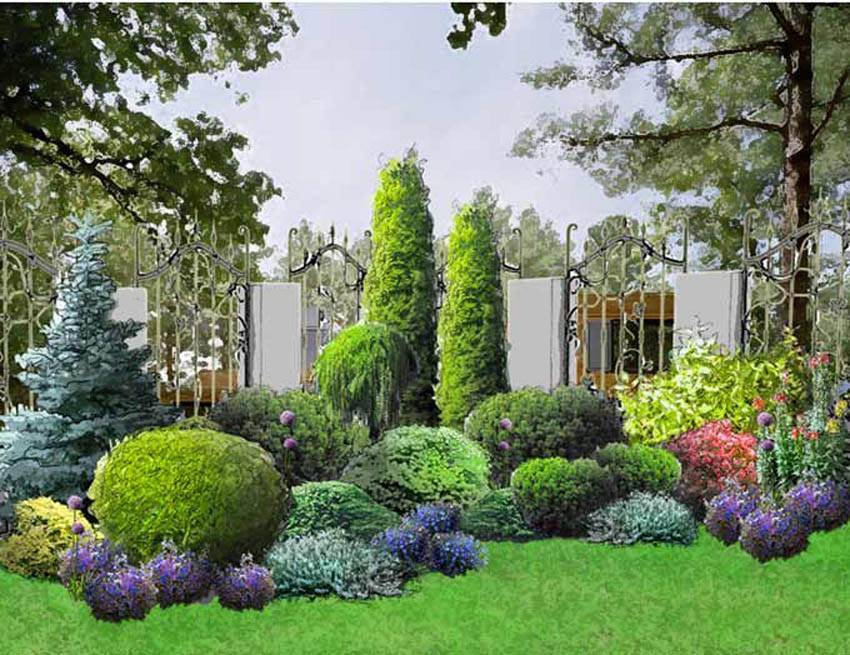 Дизайн сада (154 фото): ландшафтное проектирование участка и огорода площадью 6 соток, с  какими цветами сочетается лилейники