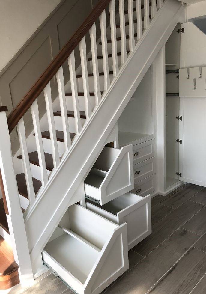Шкаф под лестницей - устройство и правила выбора | фото