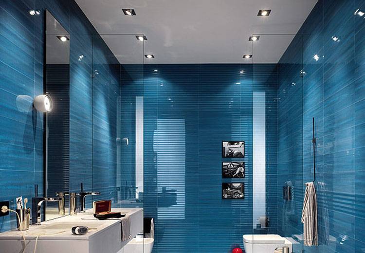 Синяя ванная комната: дизайн - 22 фото