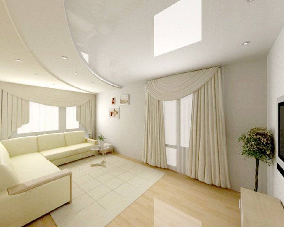 Двухуровневый натяжной потолок в гостиной: 55+ фото в интерьере, идеи оформления