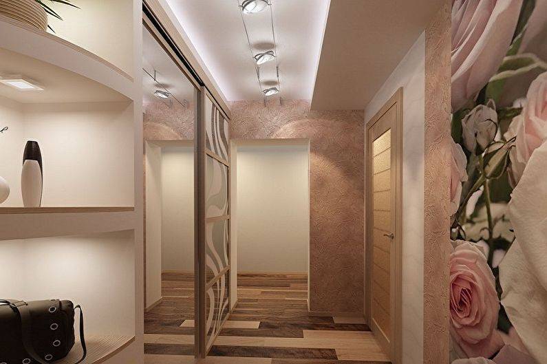 Дизайн коридора с прихожей в квартре. фото идеи маленького и узкого коридора