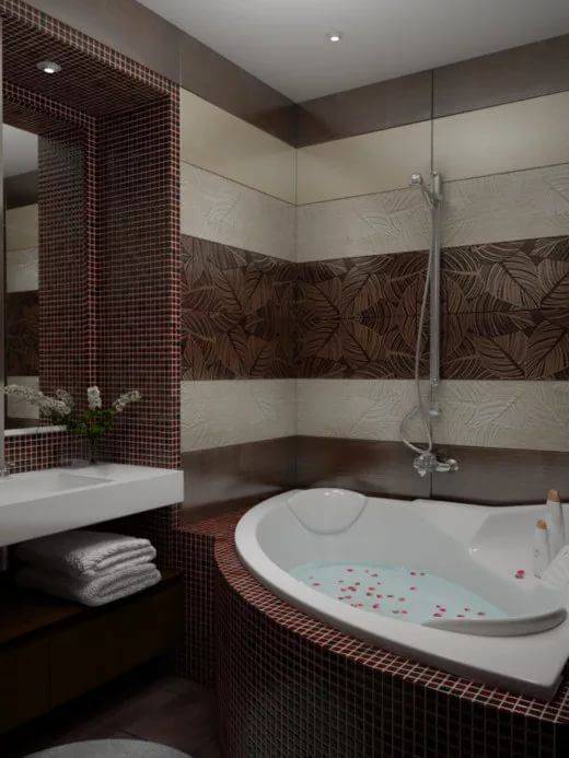 Дизайн ванной комнаты с угловой ванной: фото интерьера