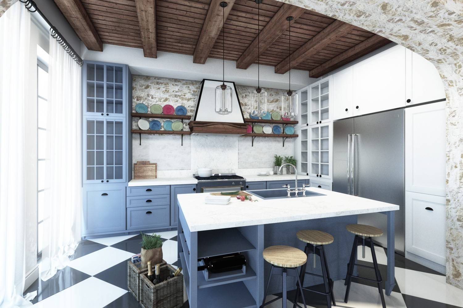 Кухня в средизменоморском стиле: дизайн интерьера на фото