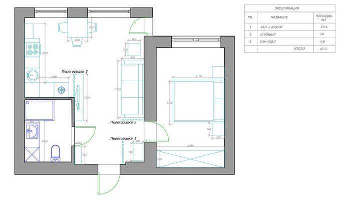 Дизайн 2-комнатной квартиры площадью 42 кв. м: идеи оформления интерьера