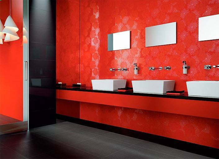 Красная ванная комната: 115 фото уникальных примеров использования красного цвета в ванной