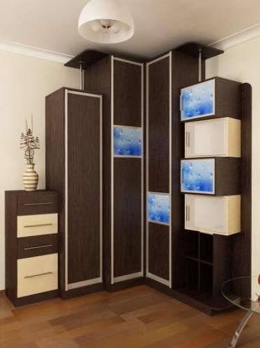 Маленькие угловые шкафы (33 фото): варианты небольших размеров для одежды в гостиную, мебель с зеркалом в спальню