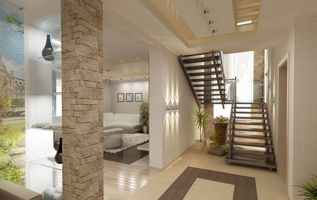 Дизайн холла с лестницей и без в частном доме