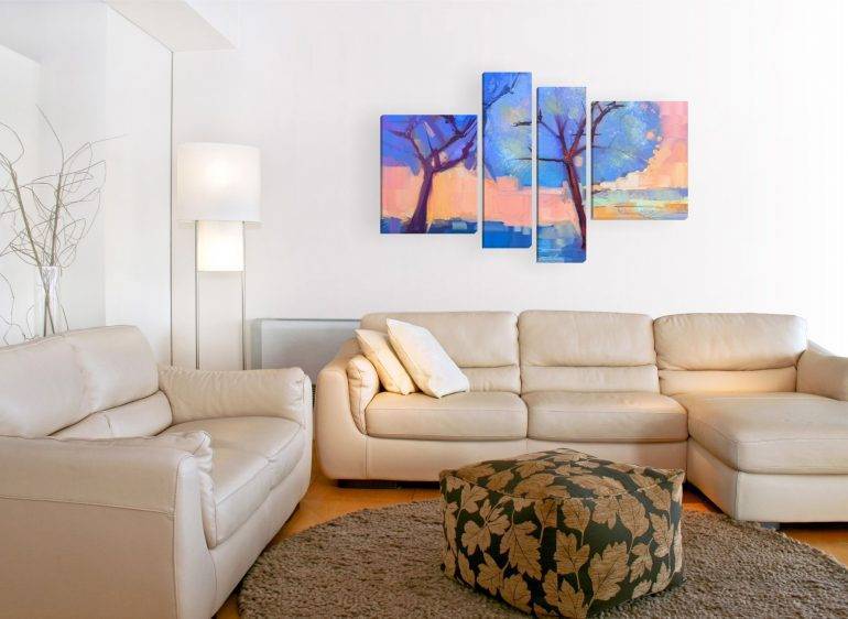 Картины в интерьере гостиной: фото, красивые на стену, в современном и классическом стиле, какие постеры повесить