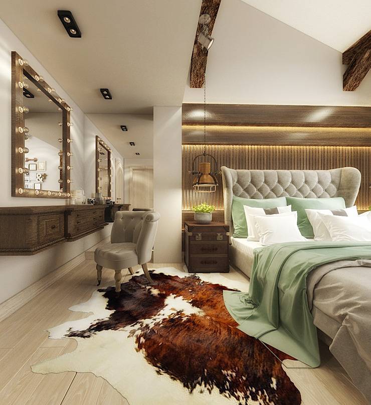 Спальня в стиле шале (40 фото): дизайн интерьера спальной комнаты в доме