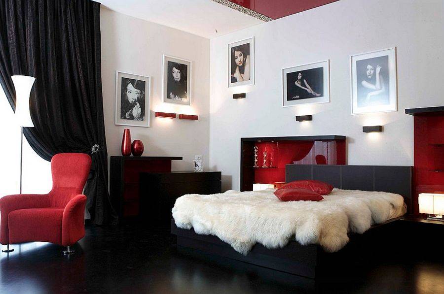 Дизайн спальной комнаты в красных тонах с фото