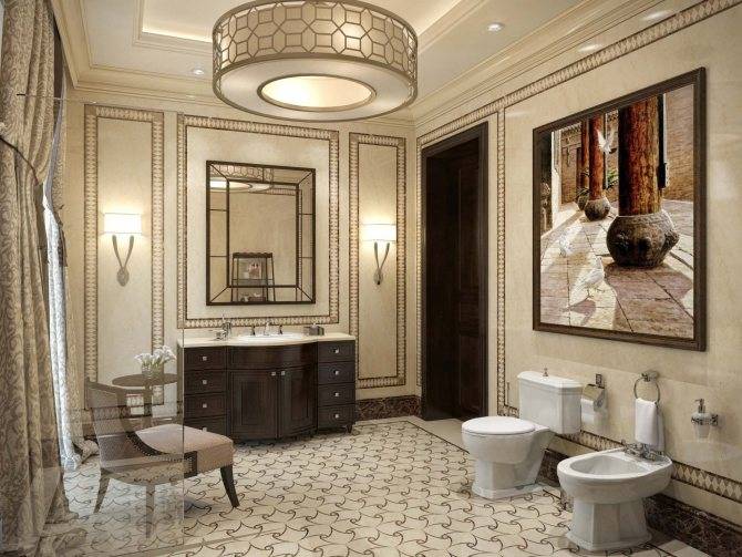 Варианты оформления ванной комнаты в стиле классика