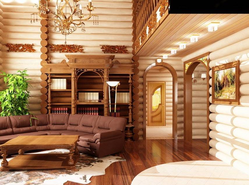 35 идей интерьера загородных деревянных домов внутри на фото