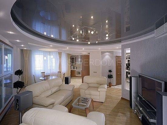 Двухуровневые натяжные потолки в гостиную (50 фото): идеи-2021 оформления двухуровневых потолоков для зала, двух уровненные модели в стиле «классика» в квартире