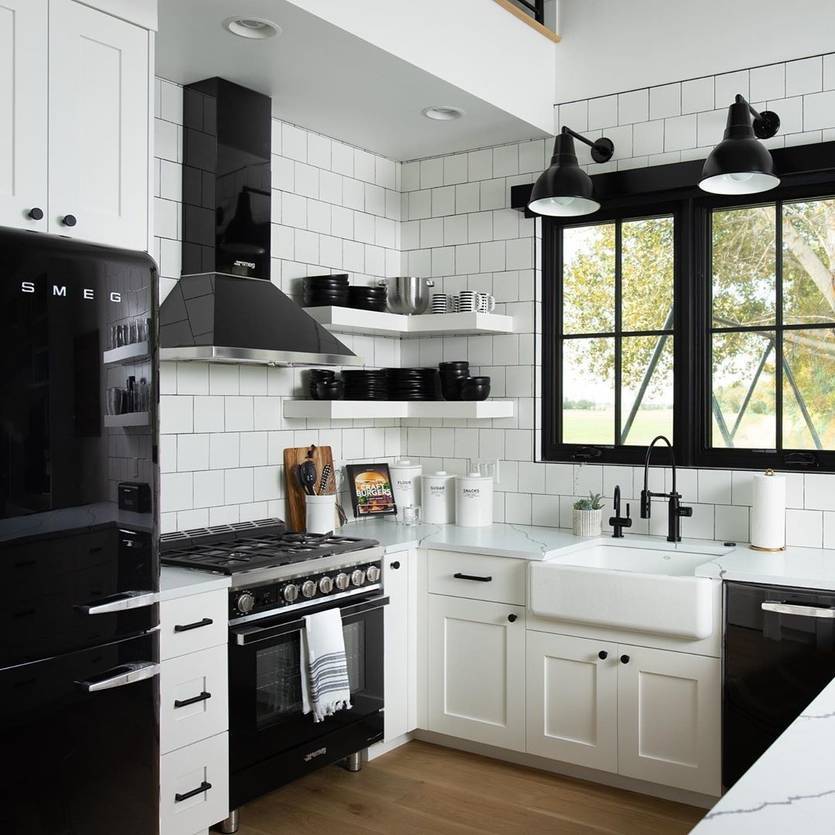 Черно белая кухня — безупречное решение современного интерьера (100 фото)