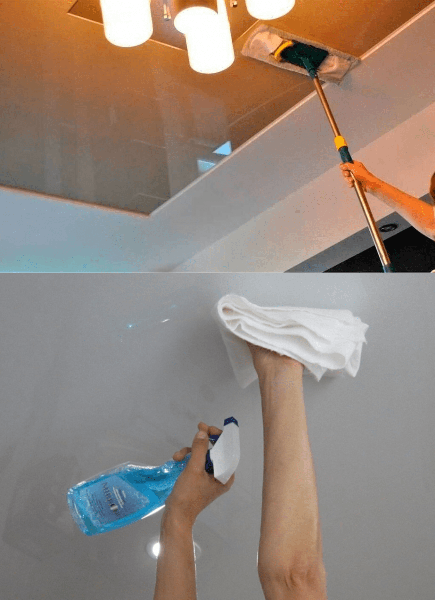 Как мыть натяжные потолки матовые и глянцевые без разводов в домашних условиях