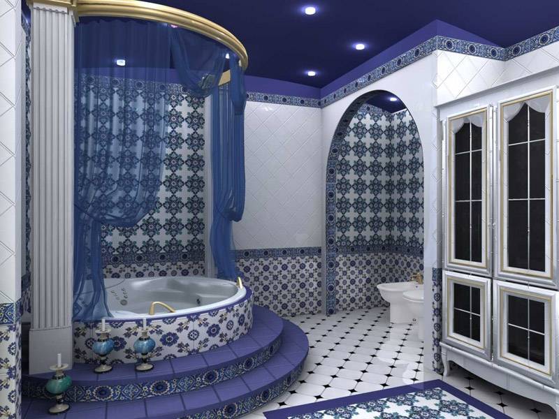 Ванная комната в восточном стиле, фото дизайна и интерьера