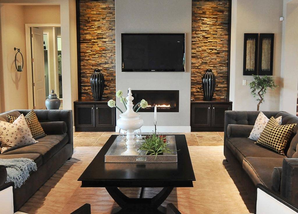 Электрические камины в интерьере гостиной фото: электрокамин угловой, дизайн зала, настенный встроенный