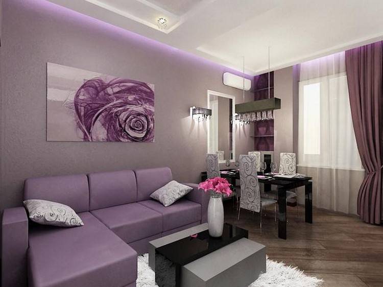 Варианты использования фиолетового дивана в интерьере гостиной интерьер и дизайн