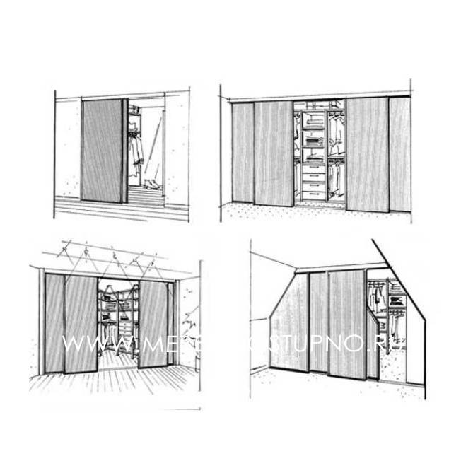 Раздвижные двери для гардеробной (43 фото): плюсы, минусы, виды конструкций