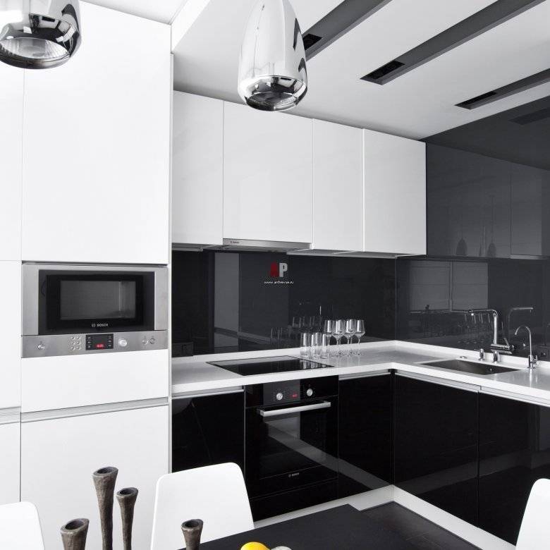 Черно-белая кухня: идеи дизайна и фото интерьера
