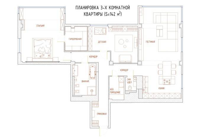 Основные принципы дизайна 3-х комнатной квартиры
