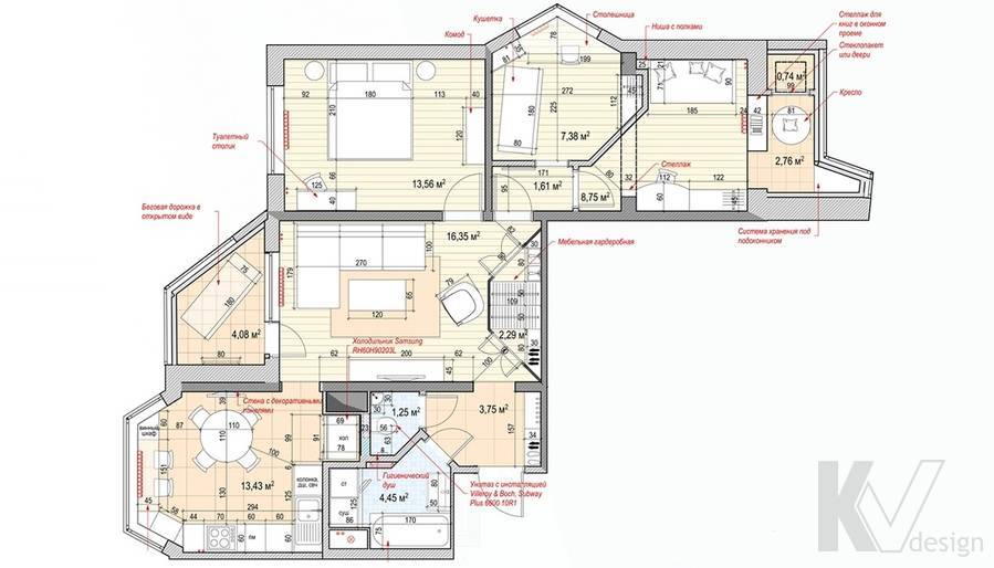 П-44т планировка с размерами 3-х комнатная квартира