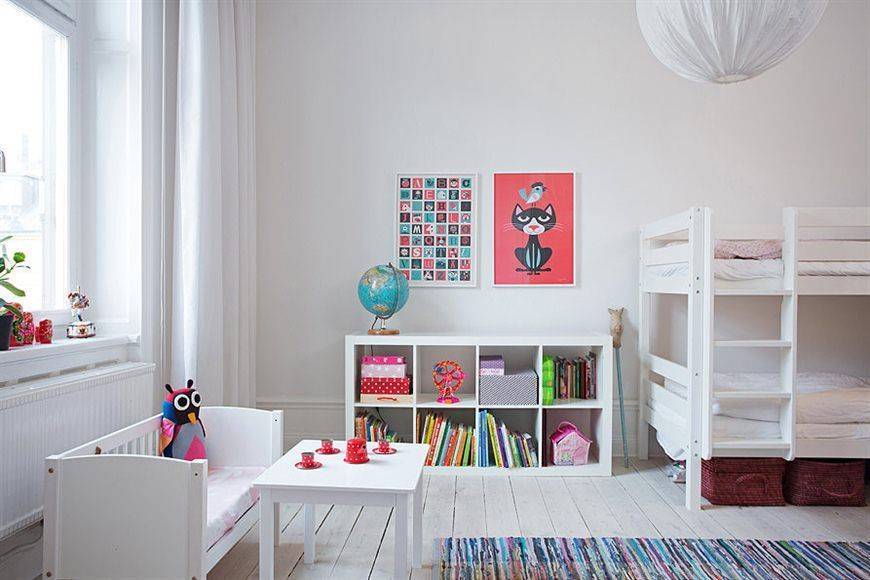 Белый цвет в интерьере детской комнаты - 70 фото