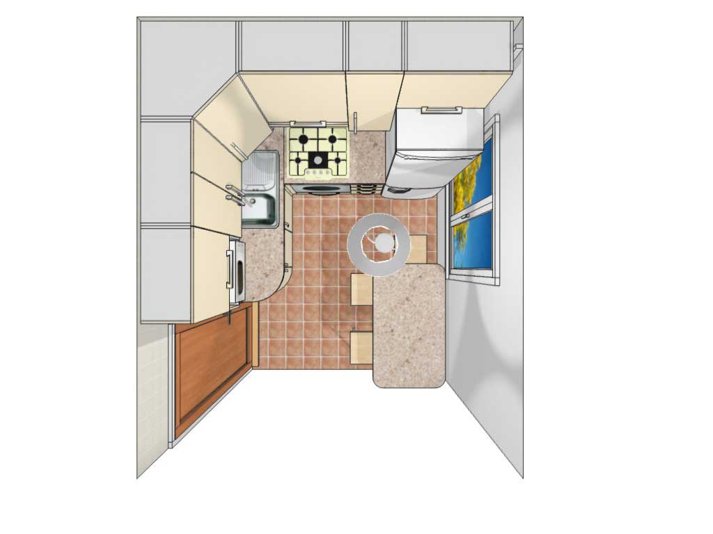Проект небольшой кухни с расстановкой