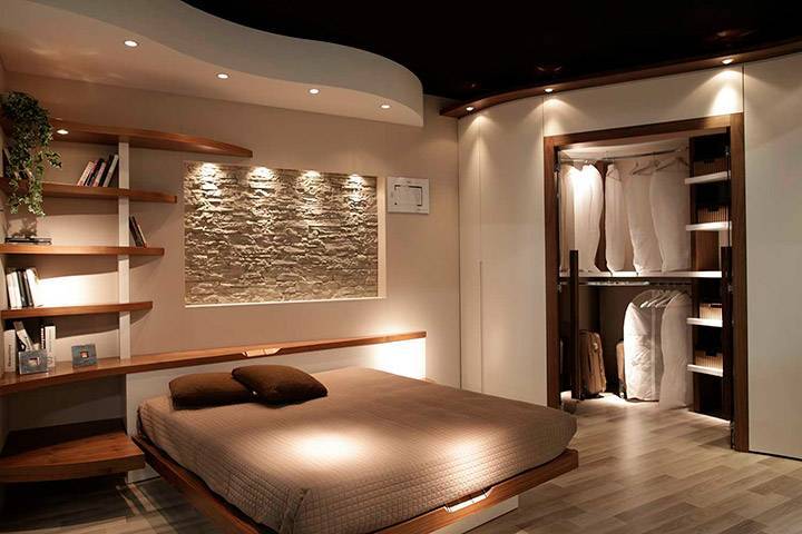 Гардеробная в спальне (78 фото): идеи для дизайна открытой угловой гардеробной, встроенный гардероб в спальной комнате, размеры мини-гардеробных
