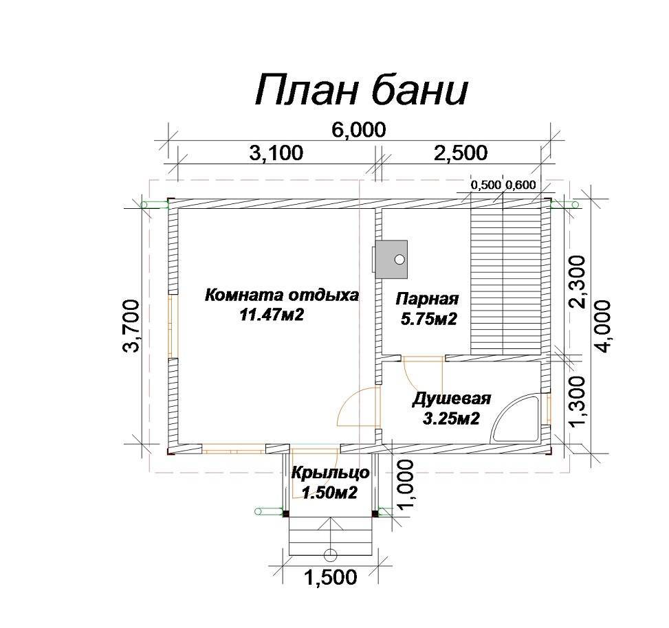 Проекты дома бани из бруса 6 6. баня 6х6: выбор материалов для строительства и примеры планировки