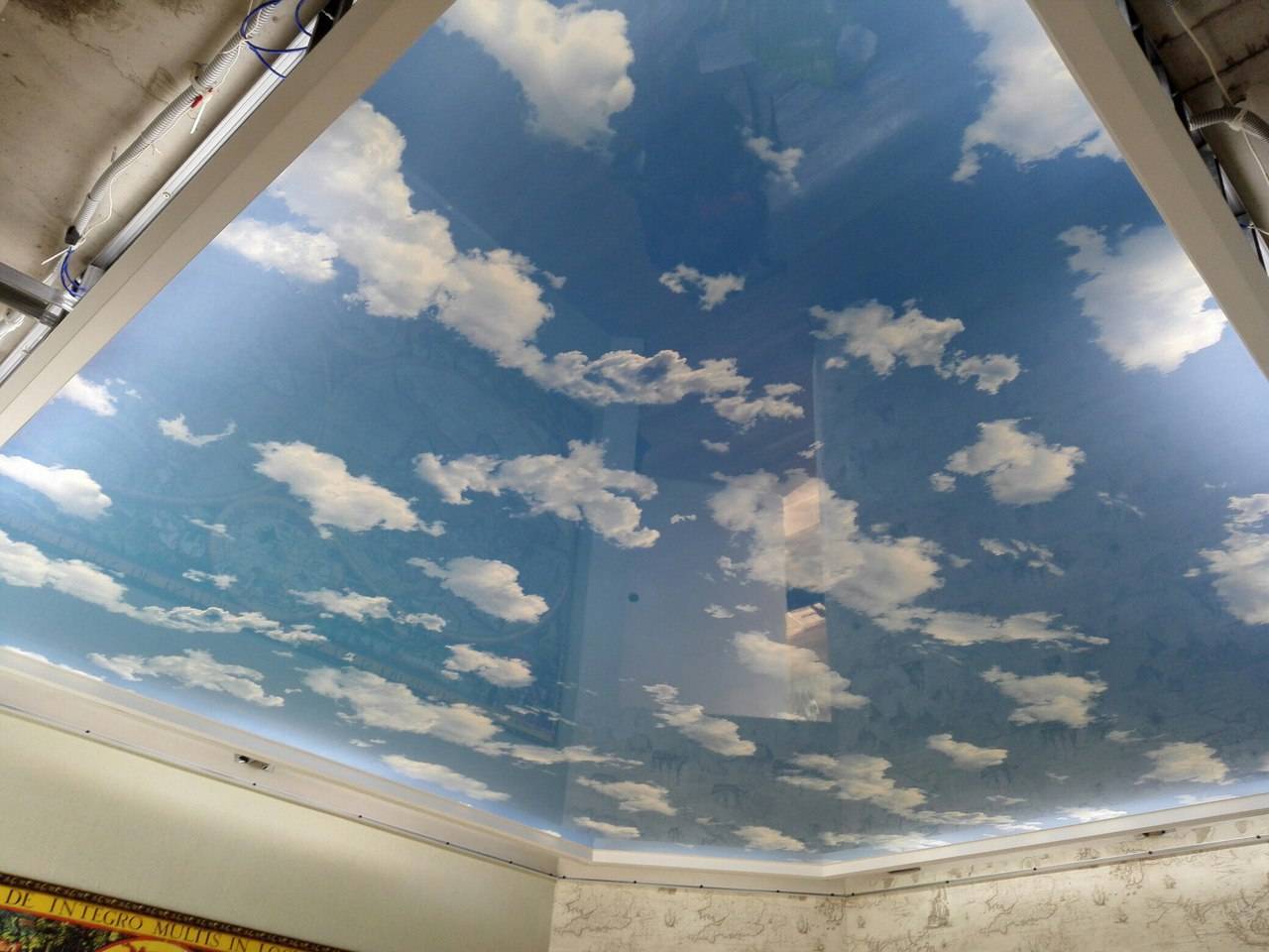 Натяжной потолок облака, фото и видео примеры: изучаем детально