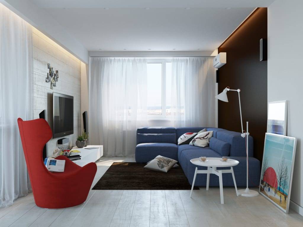 Дизайн квартиры 45 кв. м. 75 фото 1, 2 комнатных и студии